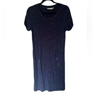 Kenar Navy Short Sleeve Tunic Dress with Zip Pockets